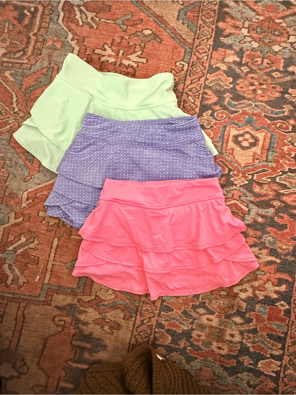 Athleta Layered Ruffle Skorts - Pink, Purple, Mint